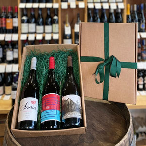 Trio : Pinot Noir Lover's No.2 Selection in Kraft Gift Box with green ribbon